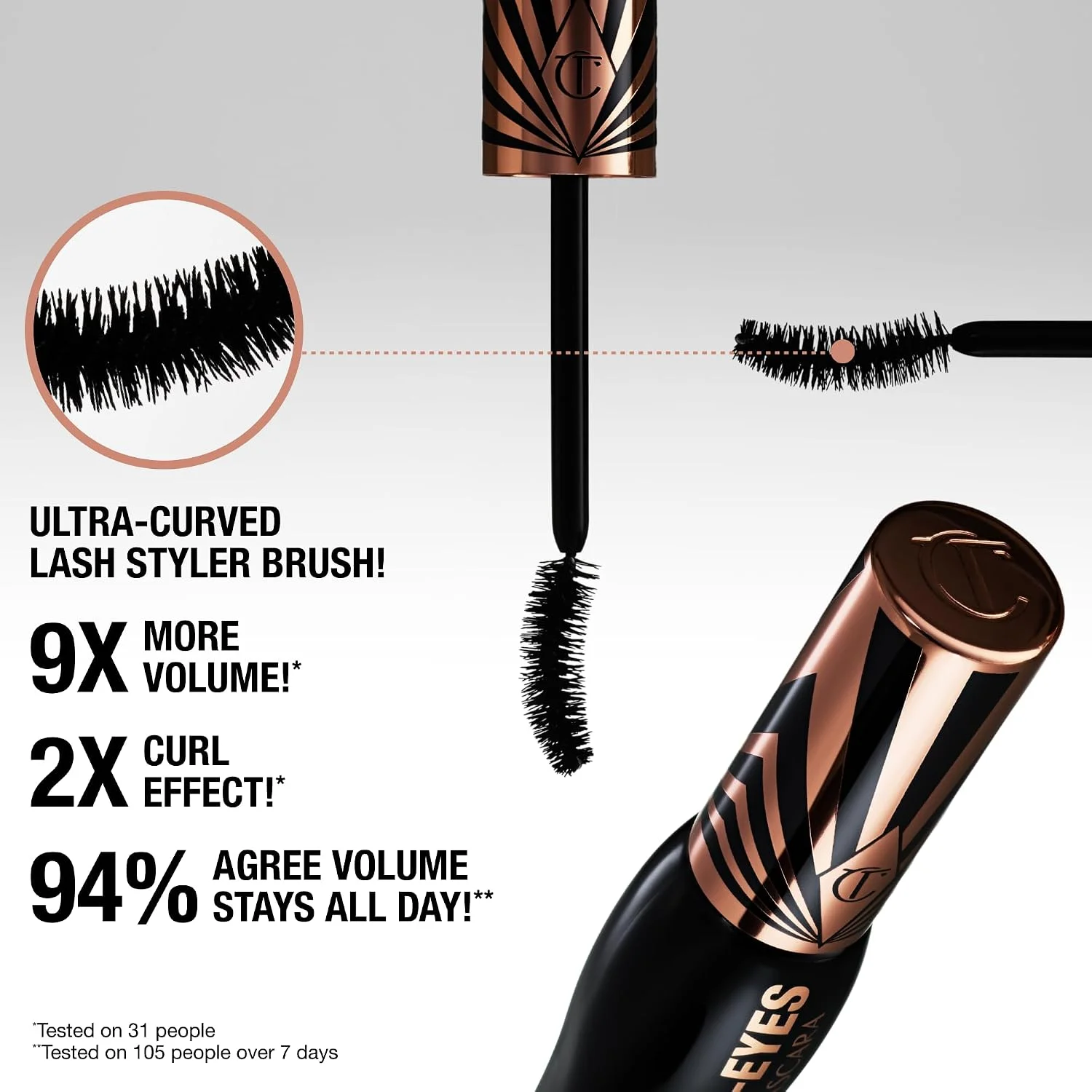 Charlotte Tilbury Exagger-Eyes Mascara with Ultra-Curved Lash Styler Brush